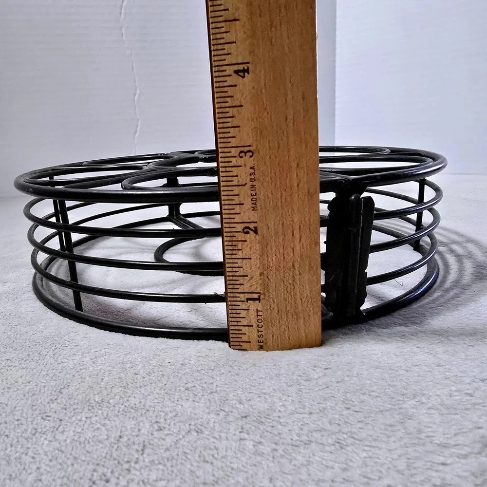 Vintage Black Metal 7-Candle Votive Holder Folding Pip Berry Wreath Centerpiece